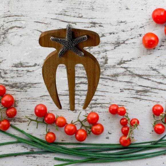 Bamboo Salad Hand With Knob Handle - Picture 2 of 7